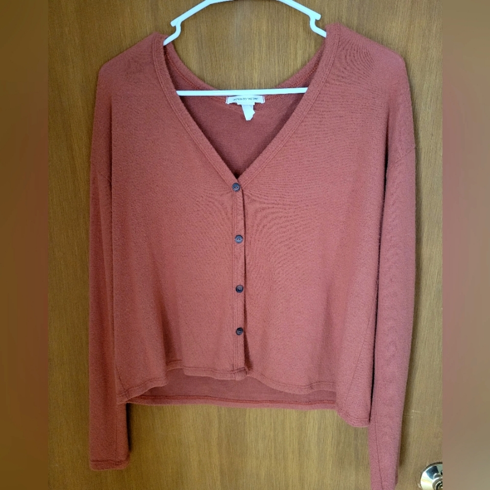 Caution to the Wind Burnt Orange Button Up Top